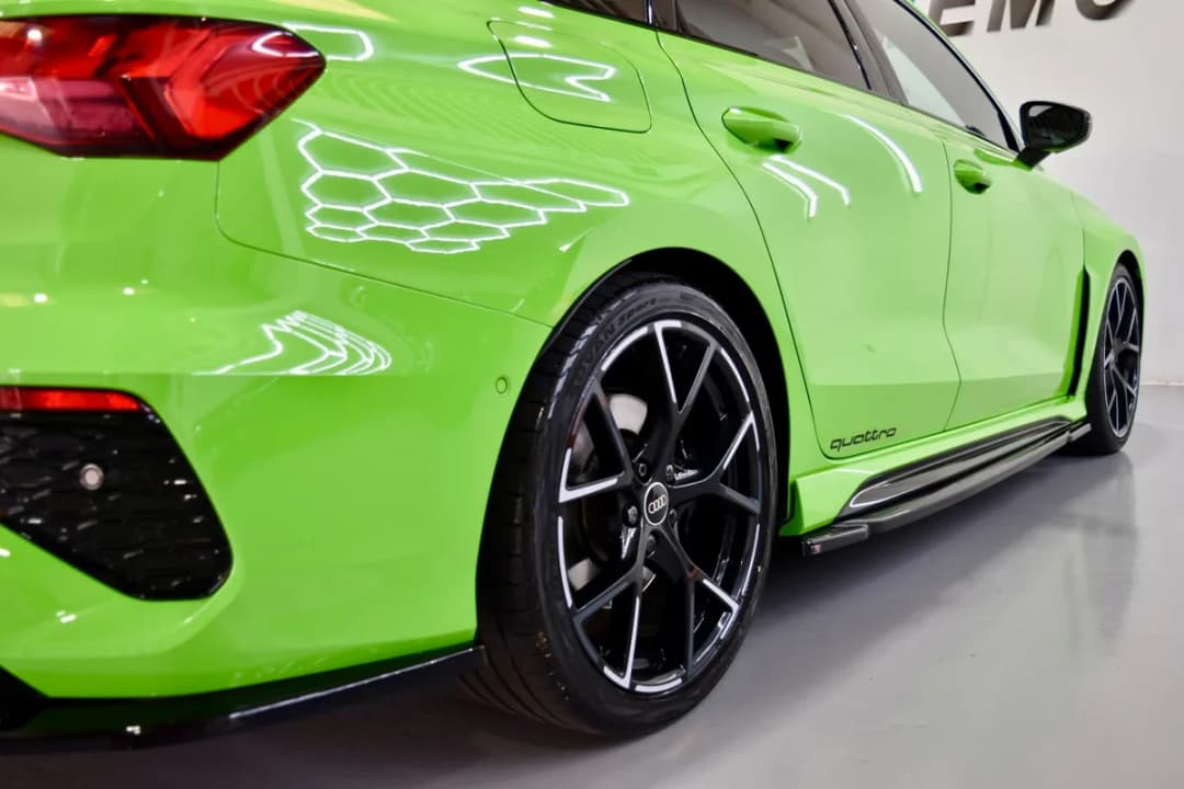 Close-up detail shot of a freshly prepared vehicle ready for doorstep delivery by East Midland Cars